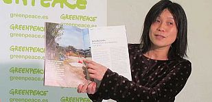 Sadako Monma, directora de una guardería en Fukushima, durante la presentación de un informe de Greenpeace