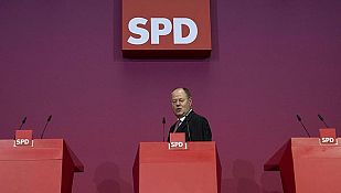 El candidato del SPD, Peer Steinbrück, durante la rueda de prensa tras las elecciones El candidato del SPD, Peer Steinbrück, durante la rueda de prensa tras las elecciones