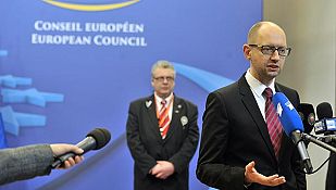 El primer ministro ucraniano, Arseniy Yatseniuk, en Bruselas El primer ministro ucraniano, Arseniy Yatseniuk, en Bruselas