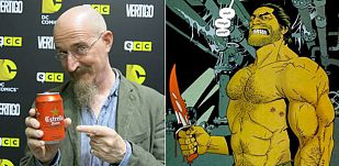 Brian Azzarello y su personaje, "Lono" Brian Azzarello y su personaje, "Lono"