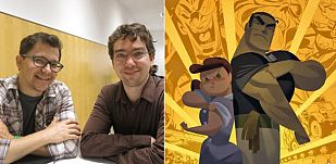 Bill Presing y Matt Peteers, y un fragmento de la portada de 'Rex Steele' Bill Presing y Matt Peteers, y un fragmento de la portada de 'Rex Steele'