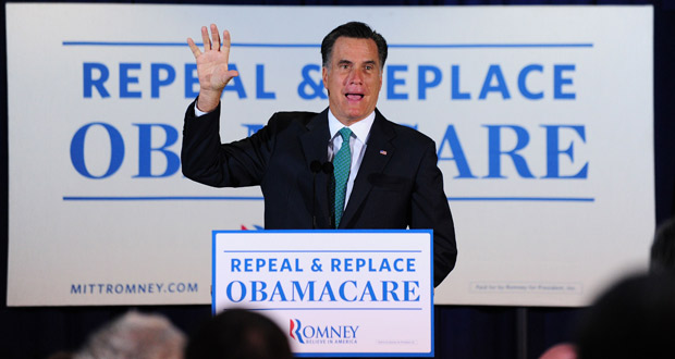 Romney, en un acto contra la reforma sanitaria de Obama.