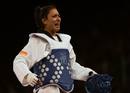 Brigitte Yag&uuml;e Enrique celebra su pase a la final en la categor&iacute;a de menos 69 kilos ante la tailandesa Chanatip Sonkham