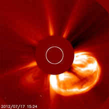 Eurpci&oacute;n solar detectada por la misi&oacute;n SOHO el pasado 17 de julio