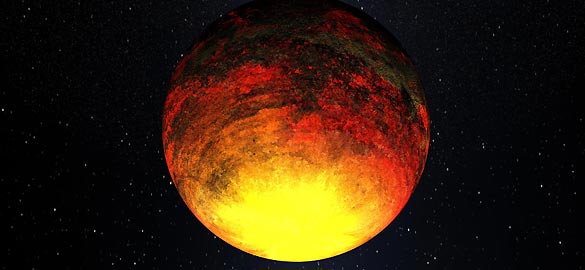 Recreaci&oacute;n art&iacute;stica del Kepler-10b.
