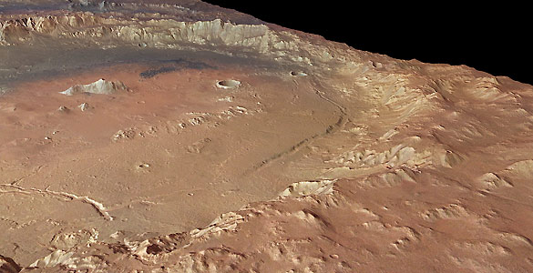 El cr&aacute;ter marciano que fue un lago cuando el agua flu&iacute;a por la superficie del planeta rojo