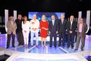 De izquierda a derecha: Fern&aacute;ndez Toxo (CC.OO.), Granado (PSOE), S&aacute;nchez Camacho (PP), Cayo Lara (IU), Maria Casado (presentadora), D&iacute;az Ferr&aacute;n (CEOE), Jes&uacute;s Terciado (Cepyme), C&aacute;ndido M&eacute;ndez (UGT) y Campuzano (CiU)