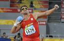 El abanderado espa&ntilde;ol en los Juegos Paral&iacute;mpicos 2008, David Casinos, durante la prueba de lanzamiento de peso.