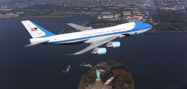 Handout of Air Force presidential aircraft, part of the fleet used by U.S. presidents, is pictured above the Statue of Liberty in New York Handout of Air Force presidential aircraft, part of the fleet used by U.S. presidents, is pictured above the Statue of Liberty in New York