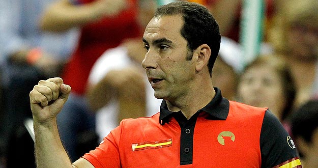 Albert Costa, capit&aacute;n espa&ntilde;ol en la Copa Davis, durante un partido frente a EEUU.