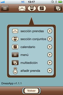 Algunas de las opciones que incluye la primera versi&oacute;n de DressApp