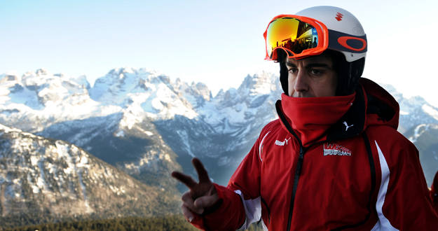 Fernando Alonso en la la estaci&oacute;n italiana de Madonna di Campiglio donde Ferrari realiza la pretemporada.