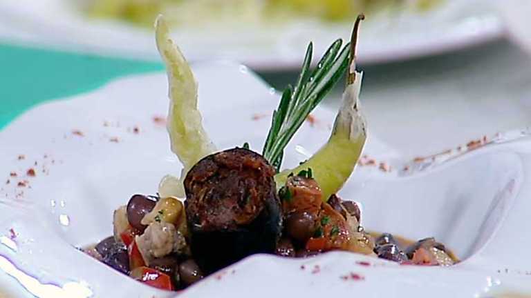 Cocina con Sergio - Alubias de Tolosa con tempura de guindillas
