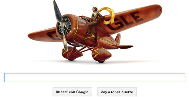 El doodle de Google conmemora el 115 aniversario del nacimiento de Amelia Earhart