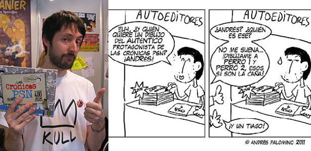 Andrés Palomino y un fragmento de una de las tiras publicadas durante el Salón del Cómic de Barcelona Andrés Palomino y un fragmento de una de las tiras publicadas durante el Salón del Cómic de Barcelona