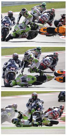 As&iacute; fue la colisi&oacute;n de Barber&aacute; con Pedrosa en el GP de San Marino.