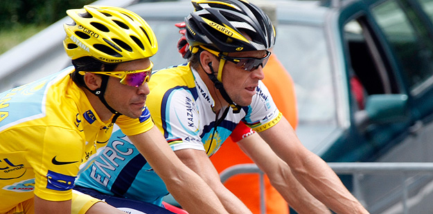 La relaci&oacute;n entre Contador y Armstrong nunca ha sido fluida.