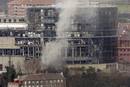 Sede de la Televisi&oacute;n auton&oacute;mica del Pa&iacute;s Vasco, EITB, en el centro de Bilbao, tras la explosi&oacute;n de un artefacto sobre las 11:05 horas de este jueves.