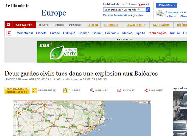 Atentado de ETA seg&uacute;n Le Monde