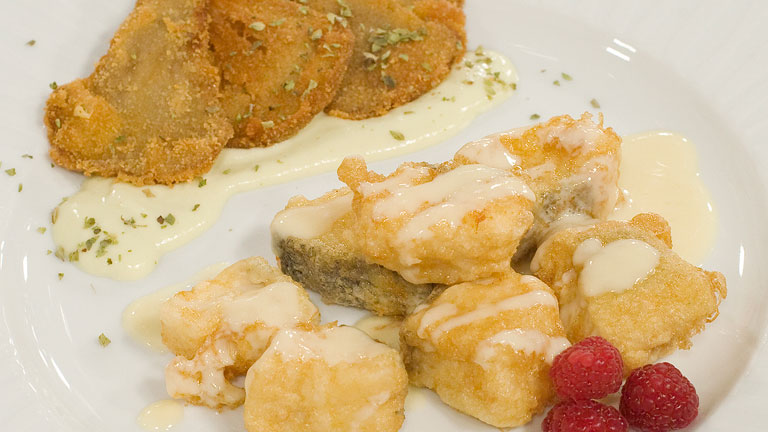 Bacalao a la miel con setas empanadas - Saber Cocinar 