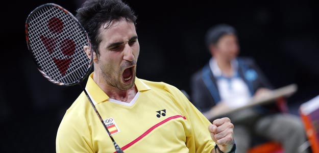El deportista español Pablo Abián, en el partido de bádminton de primera ronda contra el checo Petr Koukal El deportista español Pablo Abián, en el partido de bádminton de primera ronda contra el checo Petr Koukal