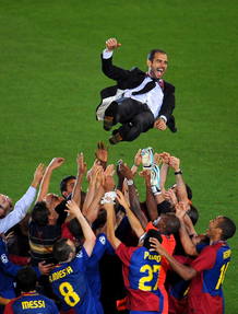 Josep Guardiola tras vencer al Manchester United. Josep Guardiola tras vencer al Manchester United.
