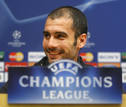 Barcelonas coach Pep Guardiola attends a news conference at Camp Nou stadium in Barcelona