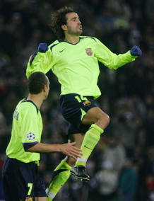 Barcelona's Ezquerro celebrates after scoring against Udinese during Champions League match in Udine Barcelona's Ezquerro celebrates after scoring against Udinese during Champions League match in Udine