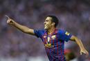 Barcelonas Pedro celebrates after scoring against Athletic Bilbao during their Spanish Kings Cup final at the Vicente Calderon stadium in Madrid