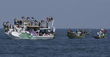 Barcos palestinos se preparaban el domingo para recibir a la flota internacional de ayuda a Gaza Barcos palestinos se preparaban el domingo para recibir a la flota internacional de ayuda a Gaza