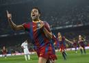 Barcelonas Xavi celebrates after scoring against Real Madrid during their Spanish first division soccer match in Barcelona