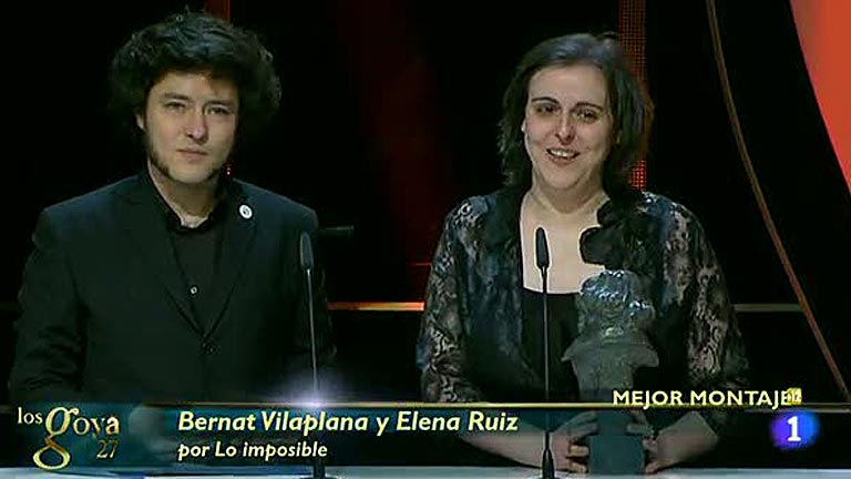 Bernat Villaplana y Elena Ruiz, premio al Mejor Montaje por 'Lo imposible'