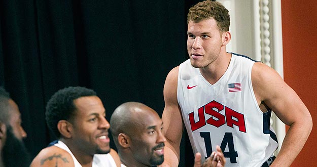 Blake Griffin, de Los Angeles Clippers, durante la presentación del equipo olímpico de baloncesto de EE.UU. Blake Griffin, de Los Angeles Clippers, durante la presentación del equipo olímpico de baloncesto de EE.UU.