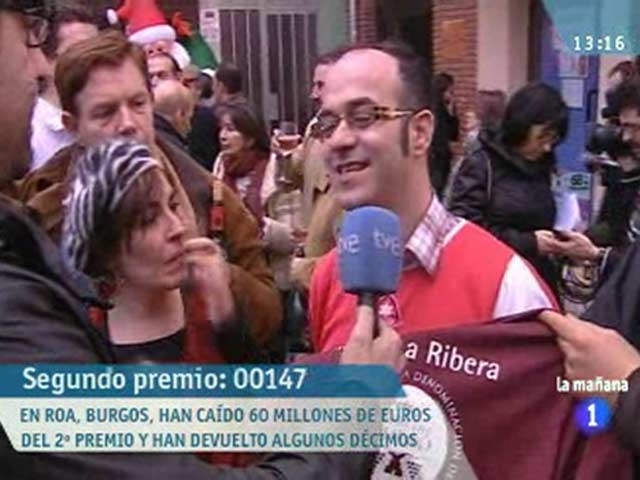 Vino de Ribera para celebrar el segundo premio de la Loter&iacute;a en Roa de Duero