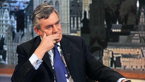 Britain's Prime Minister Brown appears on "The Andrew Marr Show" on the BBC in London