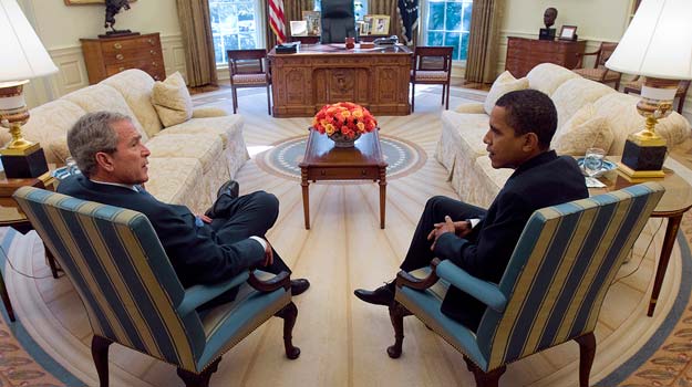 Bush y Obama, en el Despacho Oval