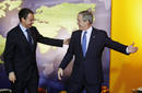 U.S. President Bush greets Spains PM Zapatero at G20 Summit in Washington