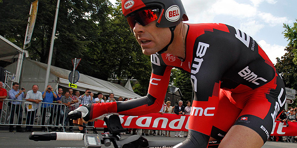Cadel Evans durante el pr&oacute;logo de Lieja.