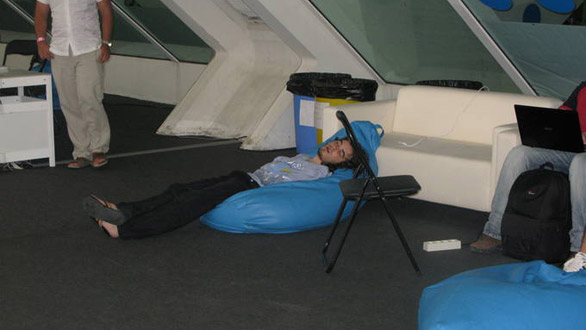Un campusero durmiendo
