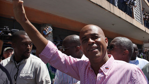El cantante Michel Martelly durante la campa&ntilde;a electoral