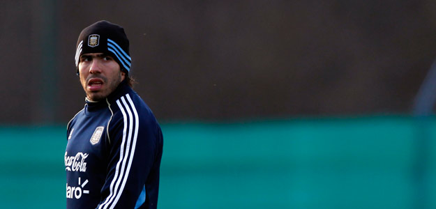Carlos T&eacute;vez , durante el entrenamiento de Argentina en la Copa Am&eacute;rica.