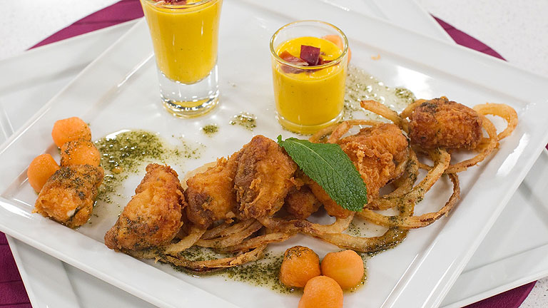 Saber cocinar - Caz&oacute;n adobado con crema fr&iacute;a de mel&oacute;n