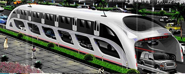 China prepara un nuevo autob&uacute;s ecol&oacute;gico 'con hueco' para el tr&aacute;nsito de veh&iacute;culos