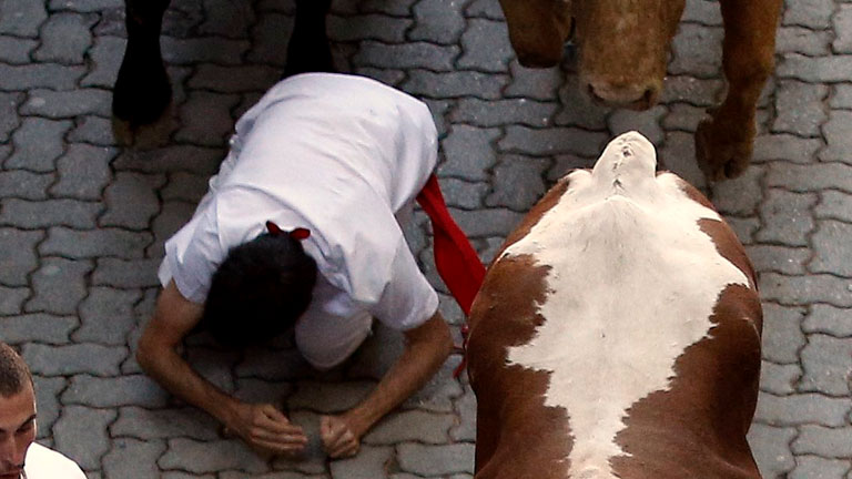 Cinco contusionados en el s&eacute;ptimo encierro de San Ferm&iacute;n