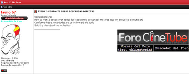 Mensaje de los administradores de CineTube en el que anuncian que desactivarán las descargas Mensaje de los administradores de CineTube en el que anuncian que desactivarán las descargas