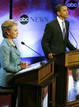 Clinton y Obama, durante un cara a cara en Philadelphia de las primarias dem&oacute;cratas