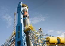 The Soyuz-FG rocket which will be put into orbit the Galileo satellites.