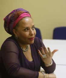 Colombian Senator Piedad Cordoba answers a question during talks with reporters in Madrid Colombian Senator Piedad Cordoba answers a question during talks with reporters in Madrid