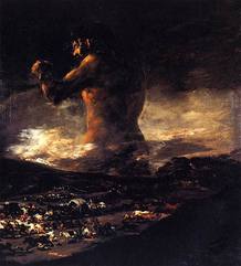 El Coloso, obra atribuida hasta ahora a Francisco de Goya, aunque El Prado tiene argumentos que rebaten esta atribuci&oacute;n.