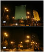 A combination picture shows a view of Mumbais Trident hotel and Air India office and before and during Earth Hour in Mumbai